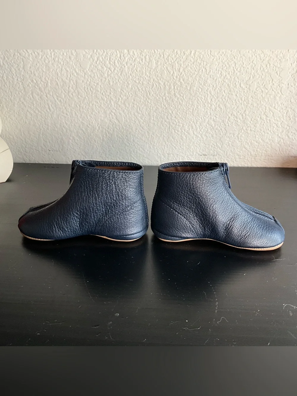 Pepe Baby Navy Blue Pebbled Leather Zipper Boots EU 20 Size 2 $129